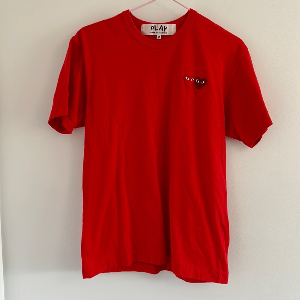 Comme des Garçons PLAY Red Short Sleeve Heart Logo Tee